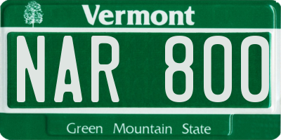 VT license plate NAR800