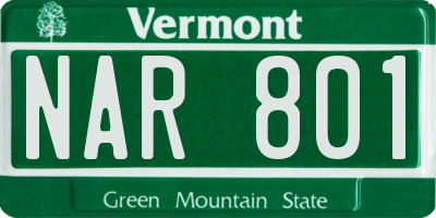 VT license plate NAR801