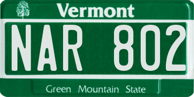 VT license plate NAR802