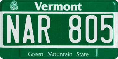 VT license plate NAR805
