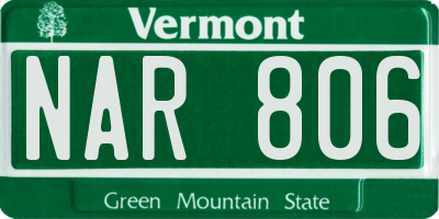 VT license plate NAR806