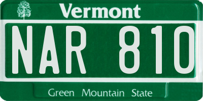VT license plate NAR810