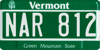 VT license plate NAR812