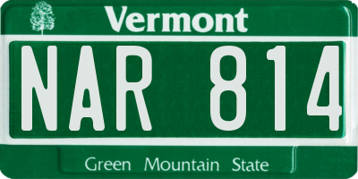 VT license plate NAR814