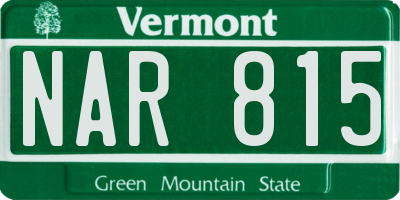VT license plate NAR815