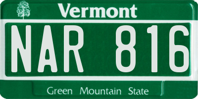 VT license plate NAR816