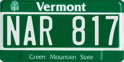 VT license plate NAR817