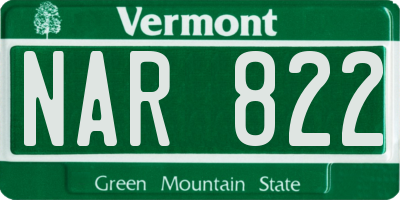 VT license plate NAR822