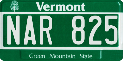 VT license plate NAR825