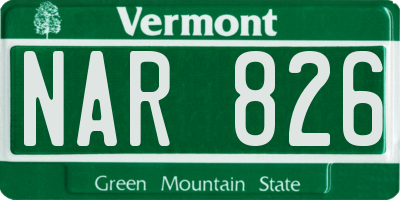 VT license plate NAR826