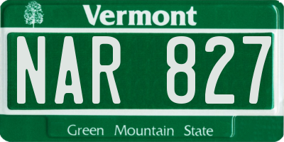 VT license plate NAR827