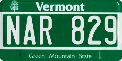 VT license plate NAR829