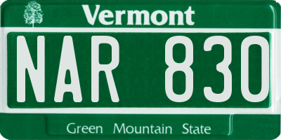 VT license plate NAR830