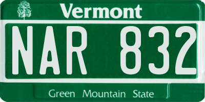 VT license plate NAR832