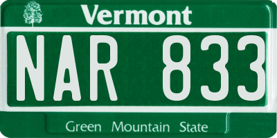 VT license plate NAR833