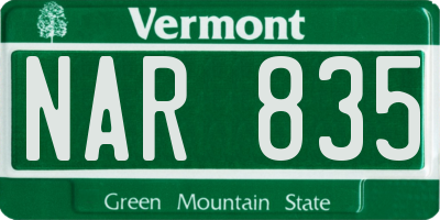 VT license plate NAR835