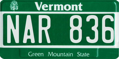 VT license plate NAR836
