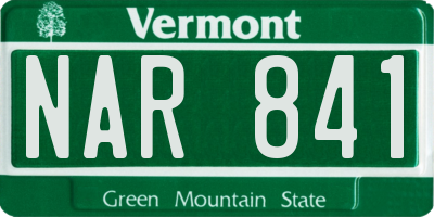 VT license plate NAR841