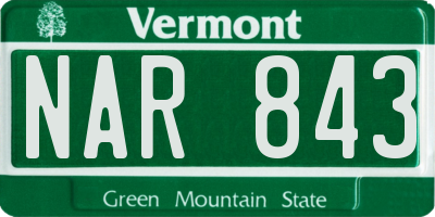 VT license plate NAR843