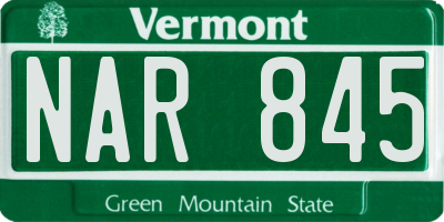 VT license plate NAR845