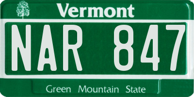VT license plate NAR847
