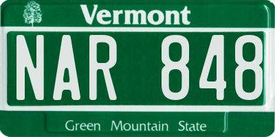 VT license plate NAR848
