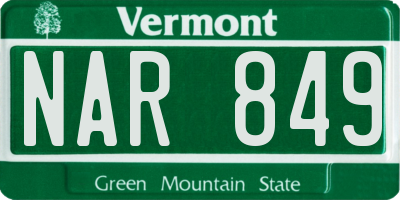 VT license plate NAR849