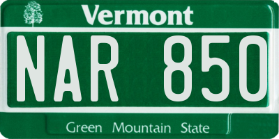 VT license plate NAR850