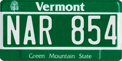 VT license plate NAR854