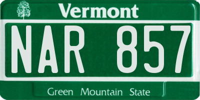 VT license plate NAR857