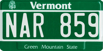 VT license plate NAR859