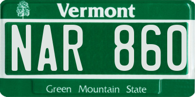 VT license plate NAR860