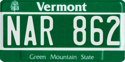VT license plate NAR862
