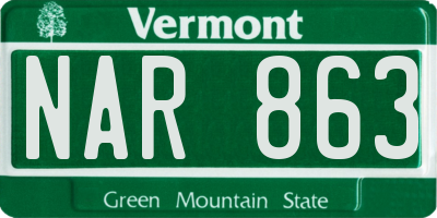 VT license plate NAR863
