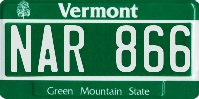 VT license plate NAR866