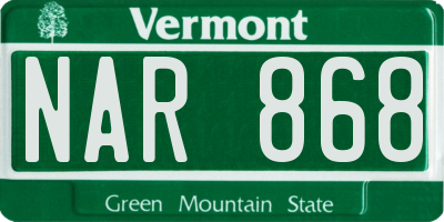 VT license plate NAR868