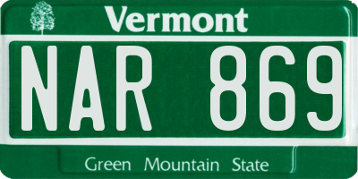 VT license plate NAR869
