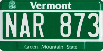 VT license plate NAR873
