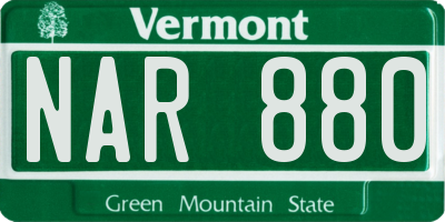 VT license plate NAR880