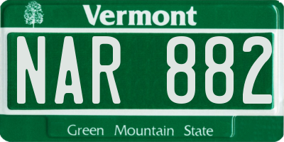 VT license plate NAR882
