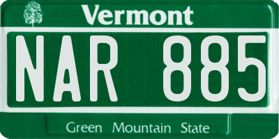 VT license plate NAR885