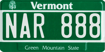 VT license plate NAR888