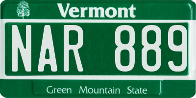 VT license plate NAR889
