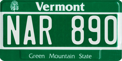 VT license plate NAR890