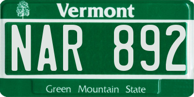 VT license plate NAR892