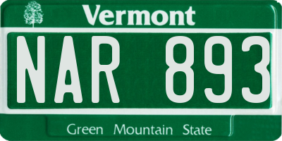 VT license plate NAR893