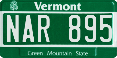 VT license plate NAR895