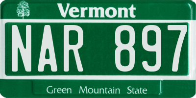 VT license plate NAR897
