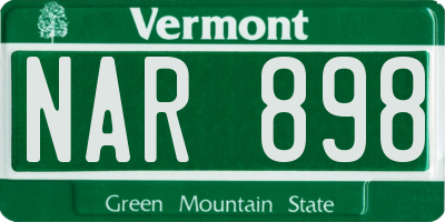 VT license plate NAR898
