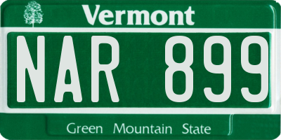 VT license plate NAR899